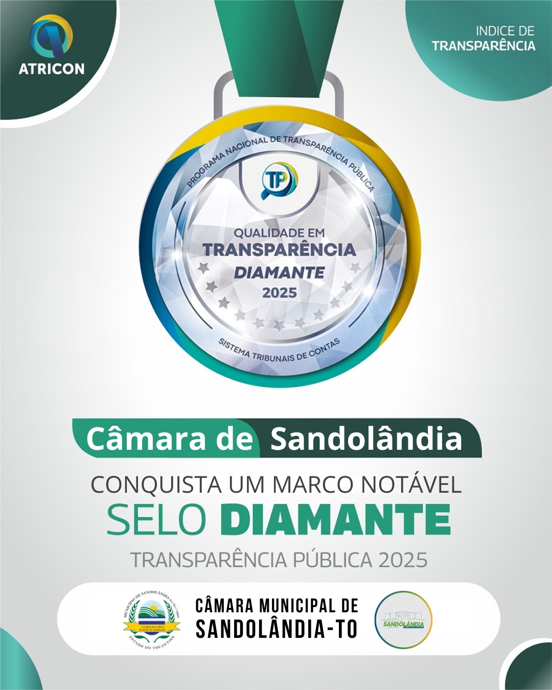Câmara Municipal Conquista Selo Diamante de Transparência da Atricon